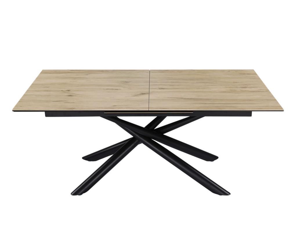 table ceramique bois extensible pieds metal - Souffle d'intérieur