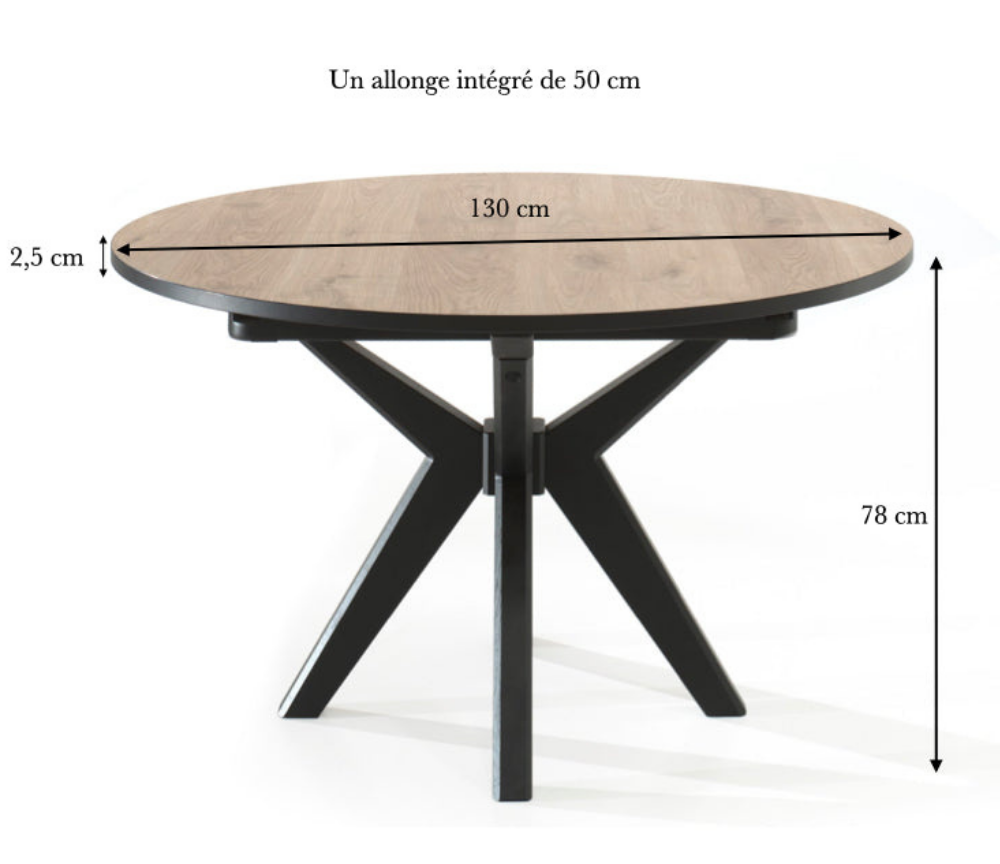 Table ronde extensible en bois de salle à manger design et moderne - Elvira