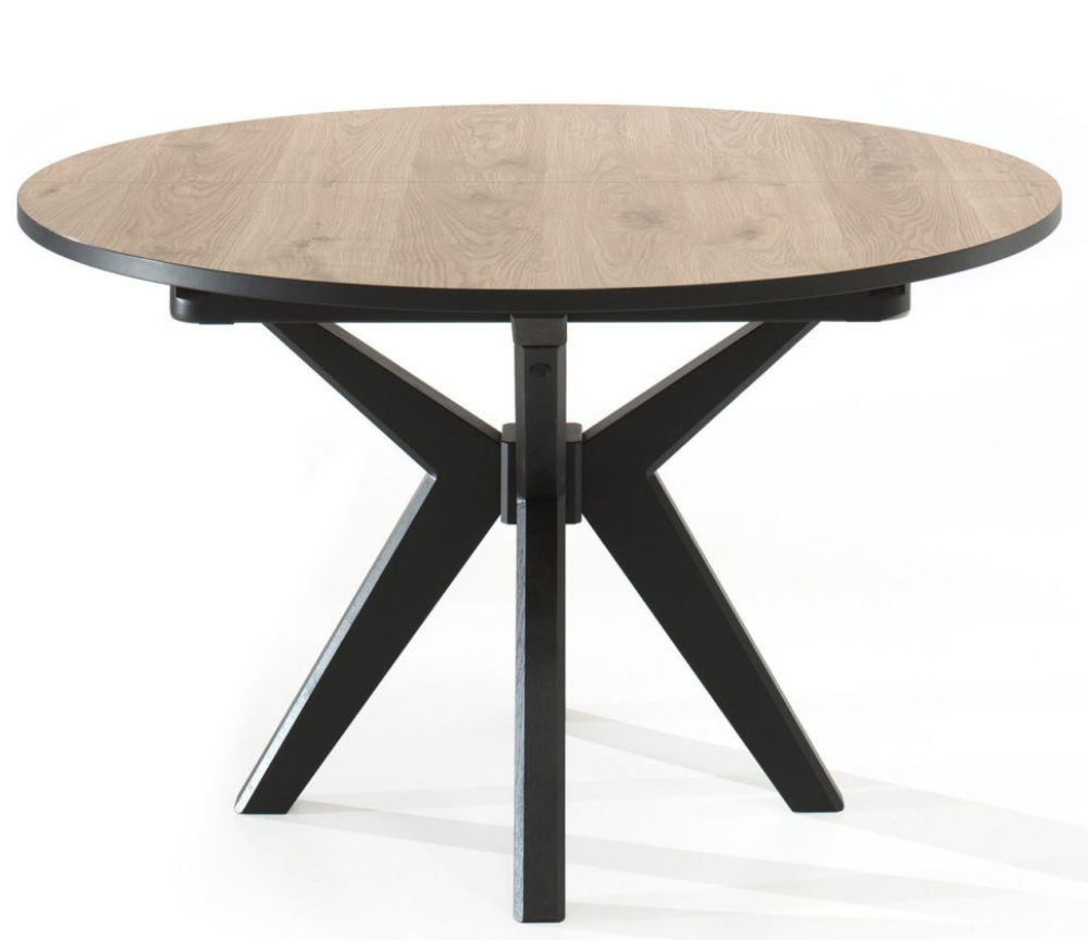 Table ronde fixe en bois et pieds moderne noir - Elvira-Tables de salle à manger et de cuisine-SOUFFLE D’INTÉRIEUR