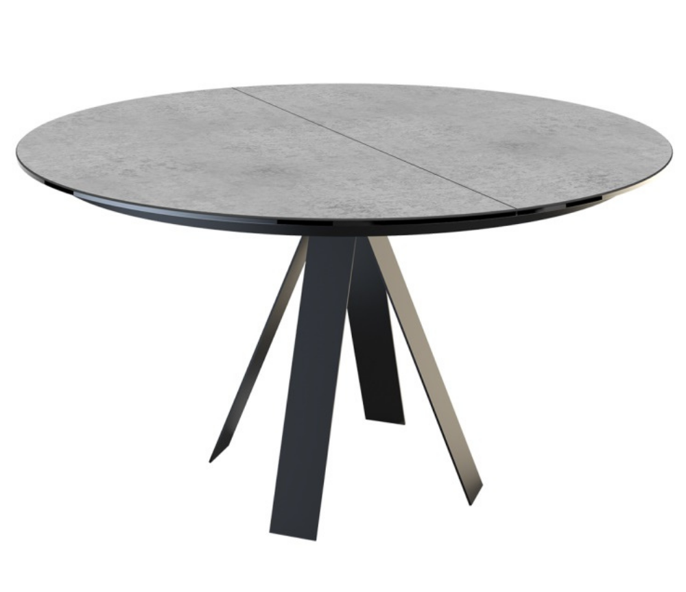 Table ronde céramique extensible design grise - Chany-Tables de salle à manger et de cuisine-SOUFFLE D’INTÉRIEUR