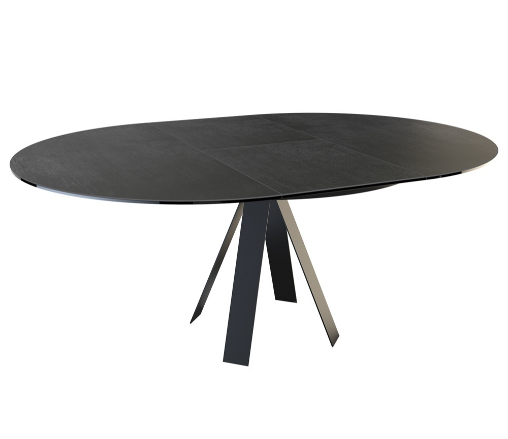 table ovale extensible gris titane avec rallonge - Akante - Souffle d'intérieur