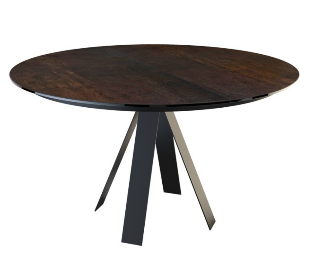 Table ronde extensible céramique acier marron rouille L 130cm - Chany