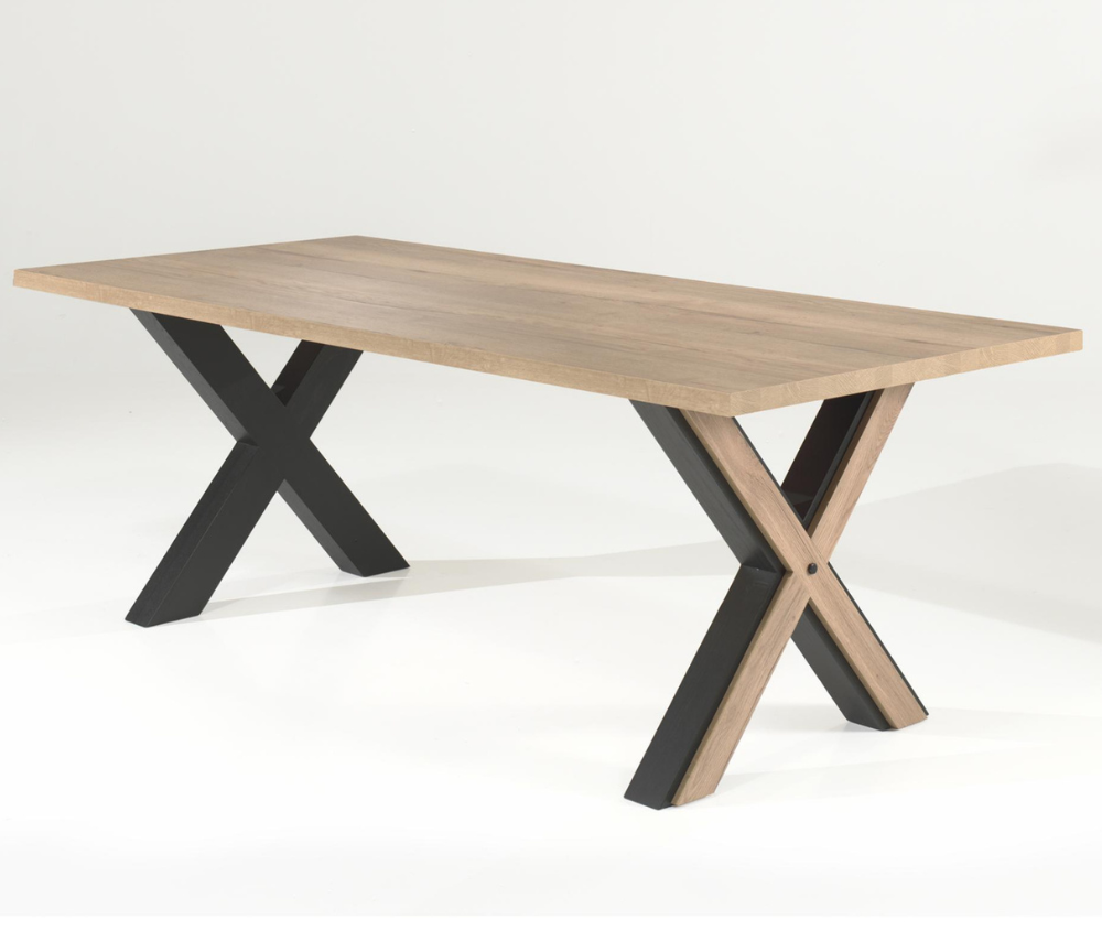 Table a manger bois et métal industriel pieds chêne massif  - Uniory