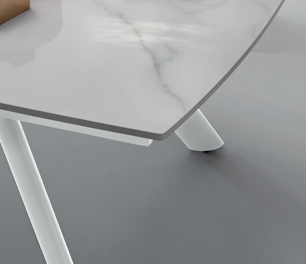 Table marbre blanc brillant céramique extensible - Terenceta