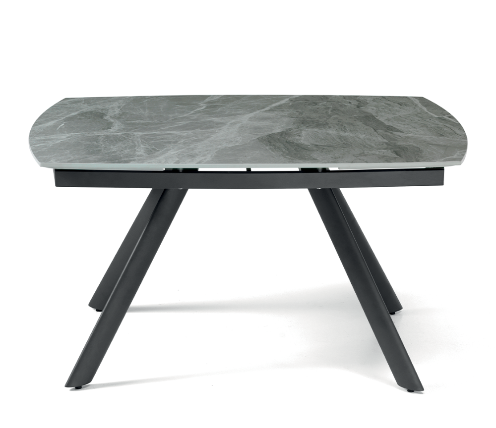 Table à manger céramique gris marbre brillant extensible L 140cm (210cm ouverte) - Terenceta