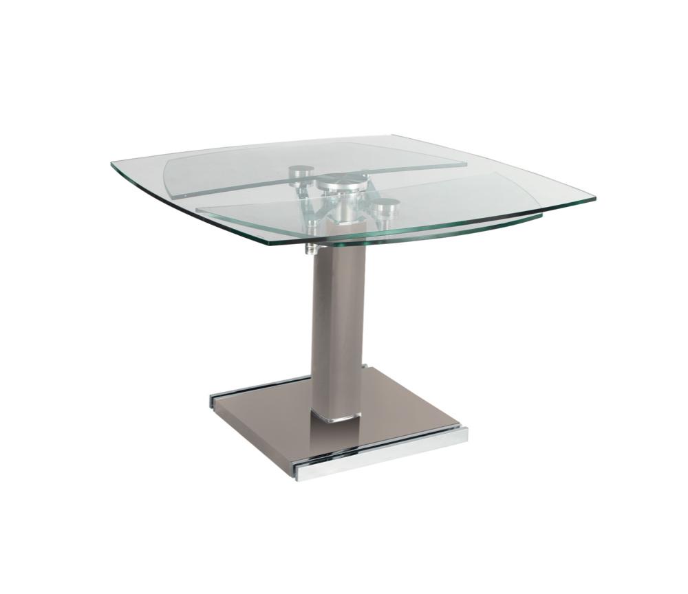 Table en verre extensible design de salle à manger pieds taupe