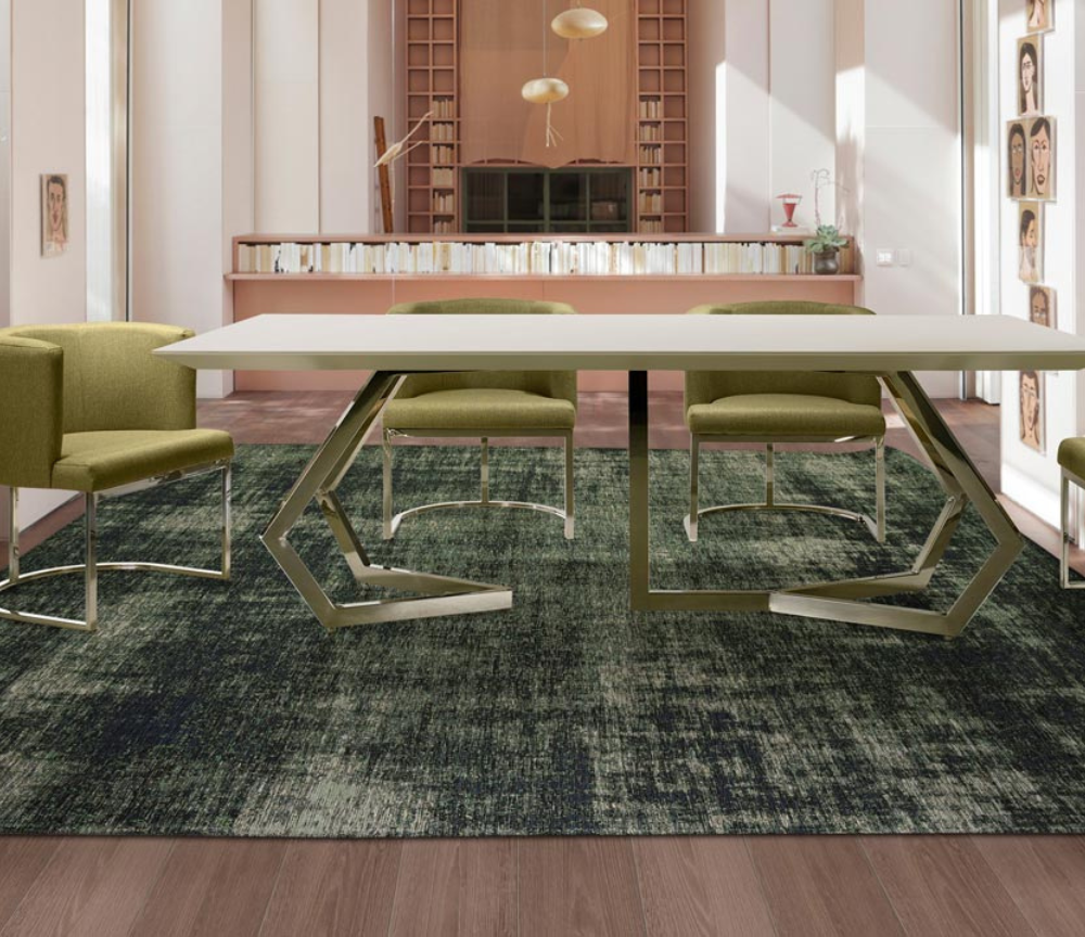 Tapis de salon contemporain rectangulaire vert - ma salgueiro - souffle d'intérieur