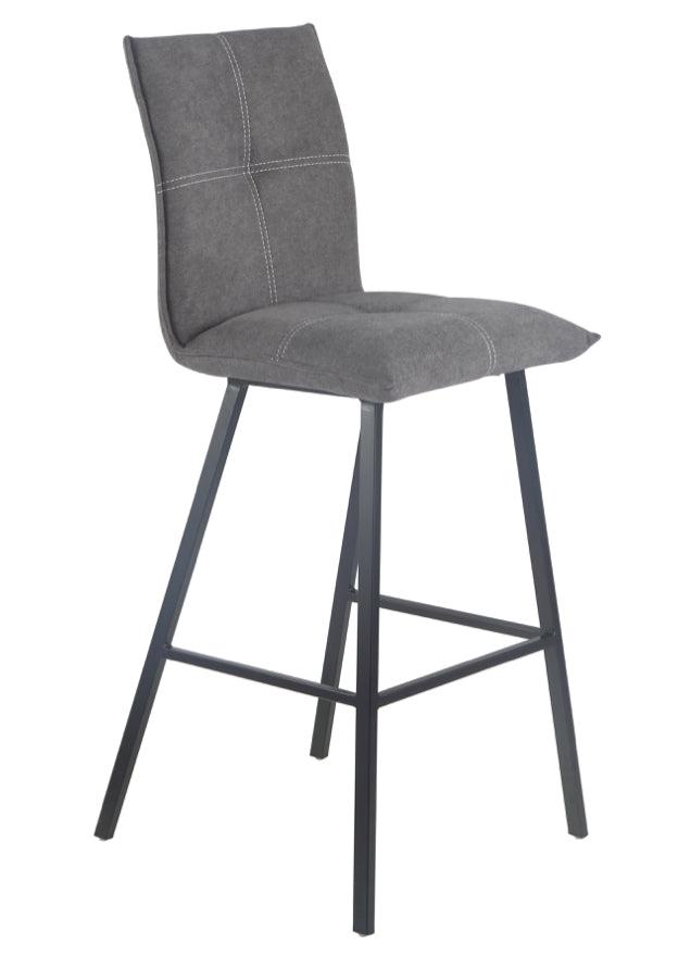 Chaise de bar confortable pieds métal tissu gris - Souffle d'intérieur