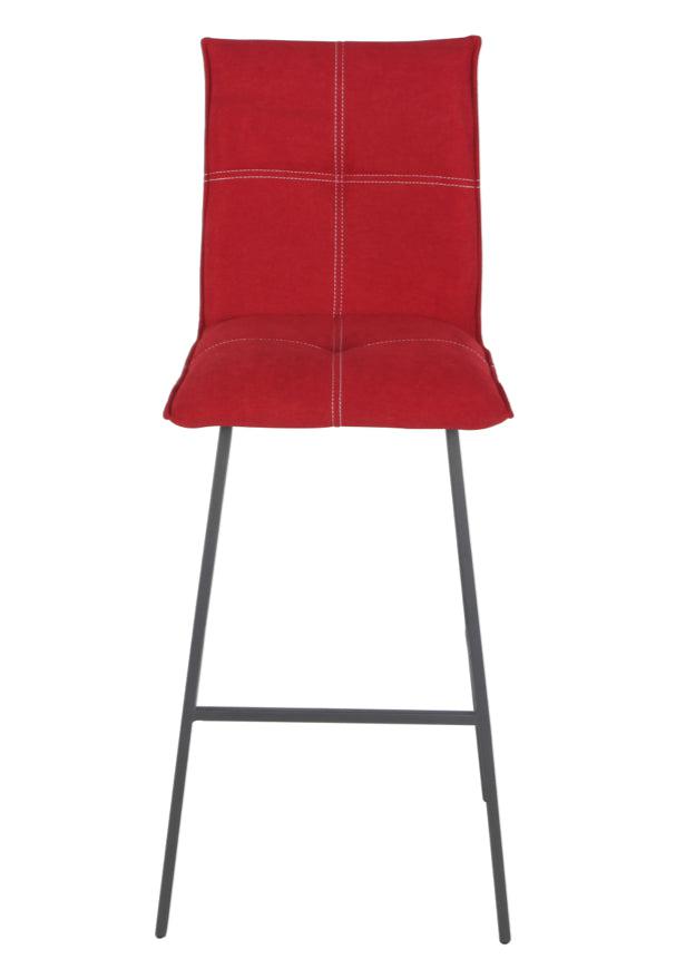 Chaise de bar confortable pieds métal tissu rouge - SOUFFLE D'intérieur
