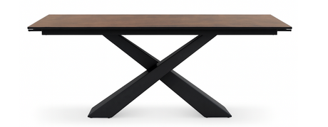 Table à manger ceramique extensible effet rouille vue de face sur fond blanc