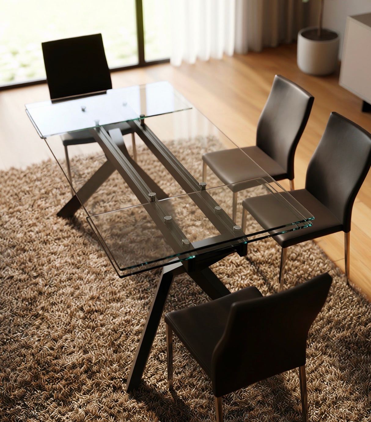 Table en verre extensible pieds métal - William