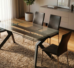 Table en verre extensible pieds métal - William