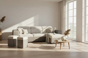 Canapé d'angle convertible beige reversible - Moduly