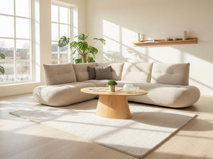 Canapé d'angle beige arrondi - Moony