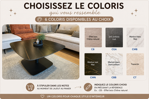 Table basse relevable en céramique Concept – nuancier des coloris disponibles