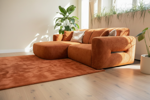 Beige fabric corner sofa 306x199cm - Mimos