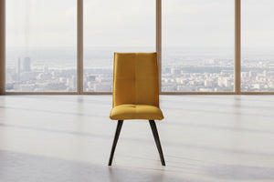 Chaise pieds metal en tissu jaune design - SOUFFLE D'intérieur