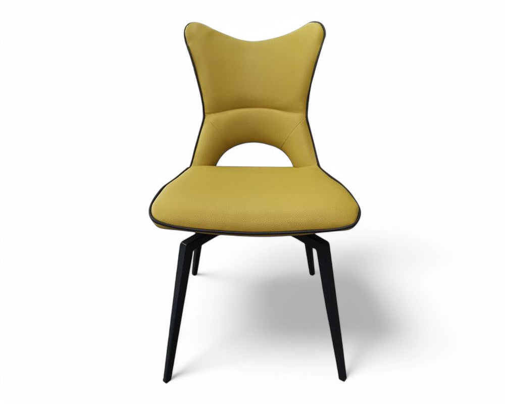 Chaise pivotante pieds metal jaune design - Souffle d'intérieur
