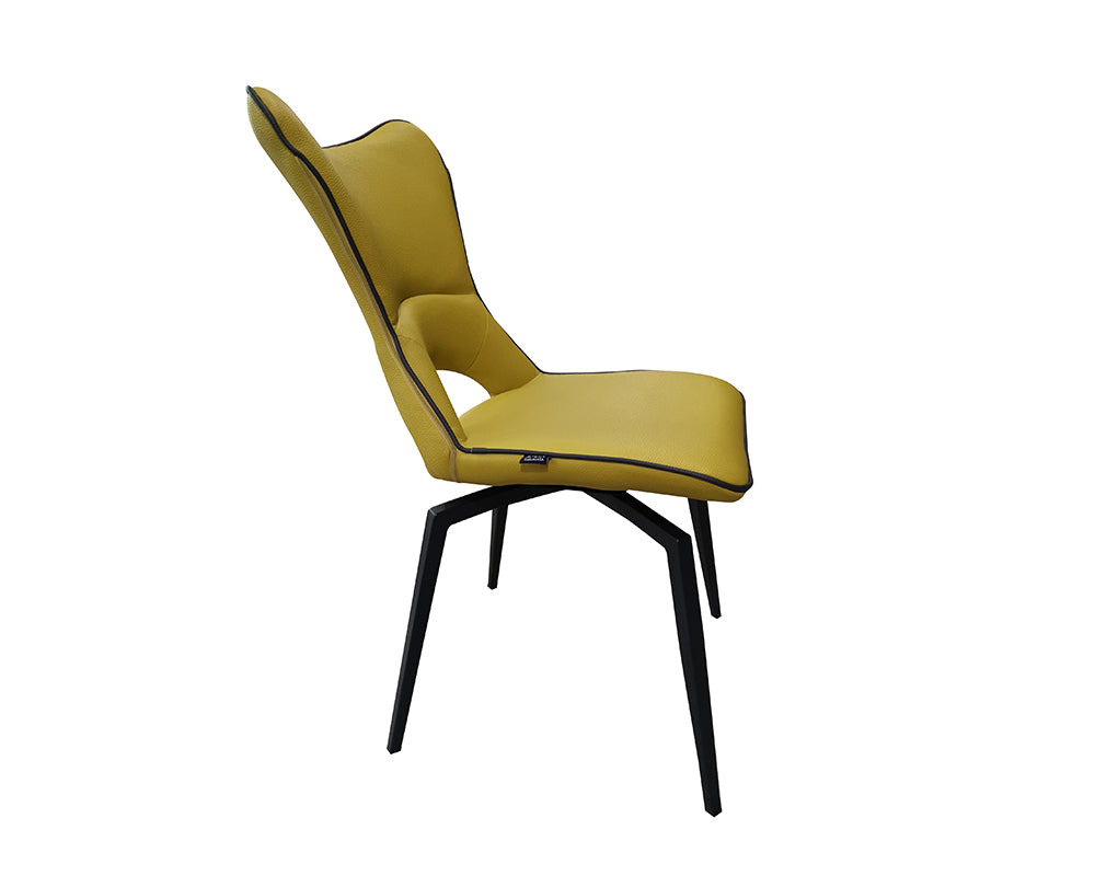 Chaise pivotante pieds metal jaune design - Souffle d'intérieur