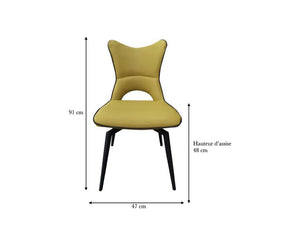 Chaise pivotante pieds metal jaune design - Souffle d'intérieur