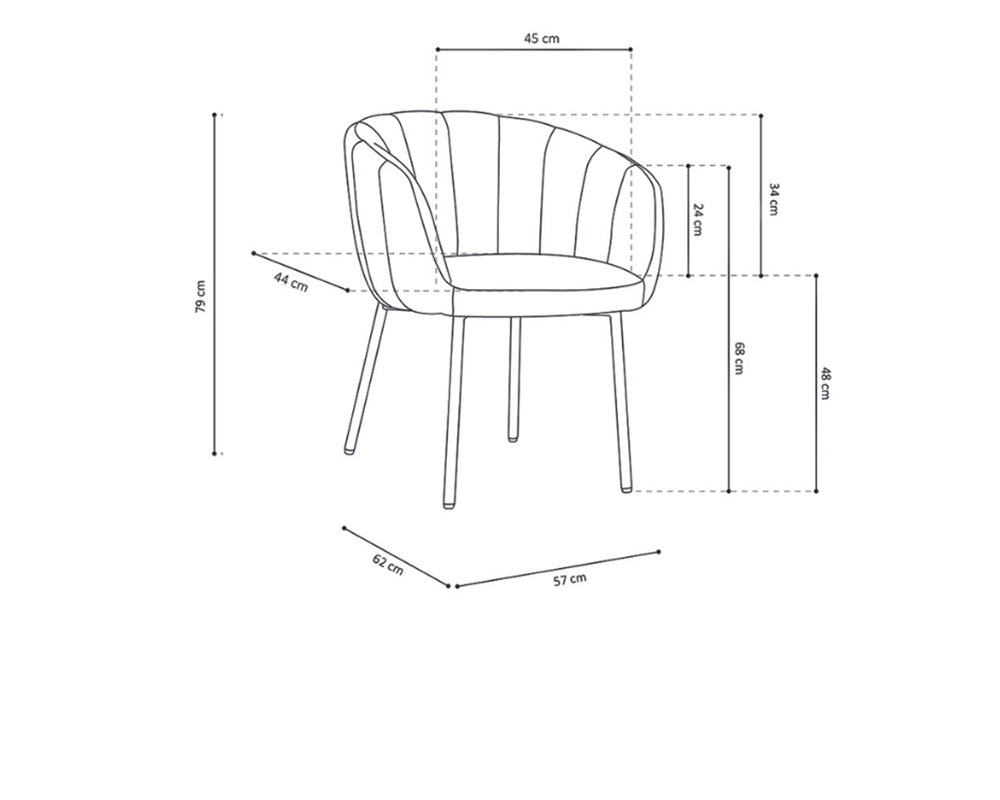 Chaise jaune de salle à manger avec accoudoirs et pieds en métal noir - Souffle d'intérieur