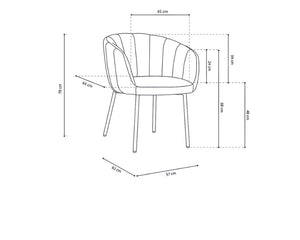 Chaise jaune de salle à manger avec accoudoirs et pieds en métal noir - Souffle d'intérieur