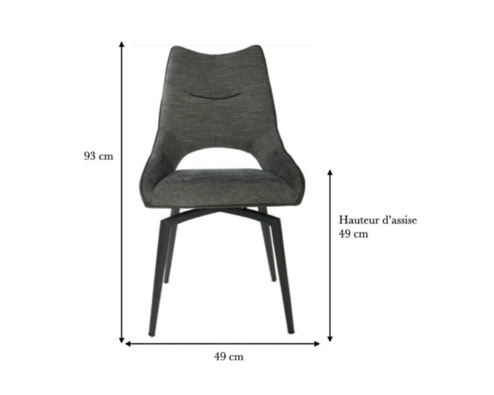 Chaise noir pivotante de table a manger moderne - Souffle