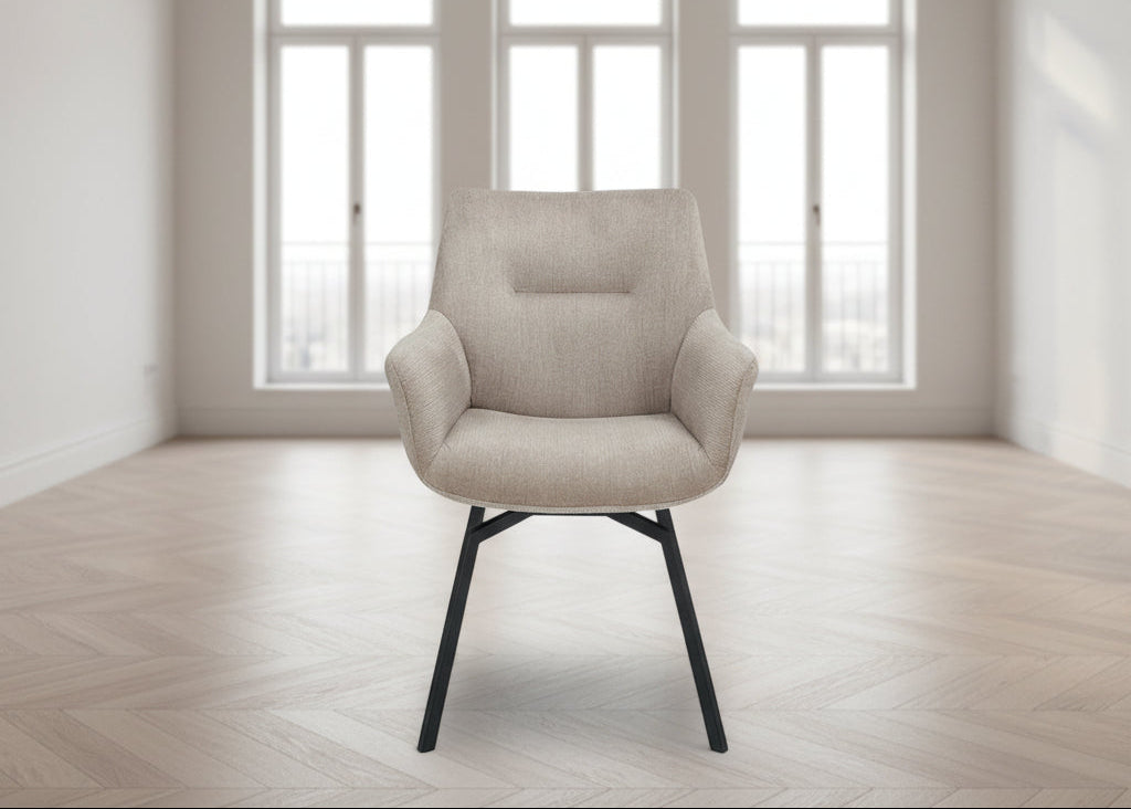 Chaise pivotante velours côtelé beige - akante - Souffle d'Intérieur