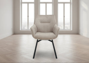 Chaise pivotante velours côtelé beige - akante - Souffle d'Intérieur