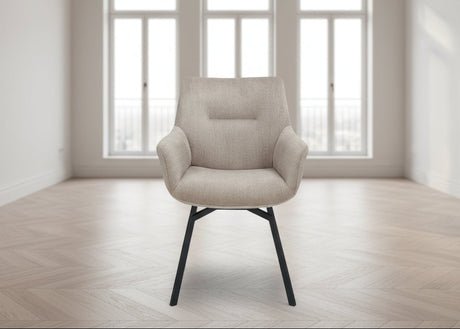 Chaise pivotante velours côtelé beige - akante - Souffle d'Intérieur