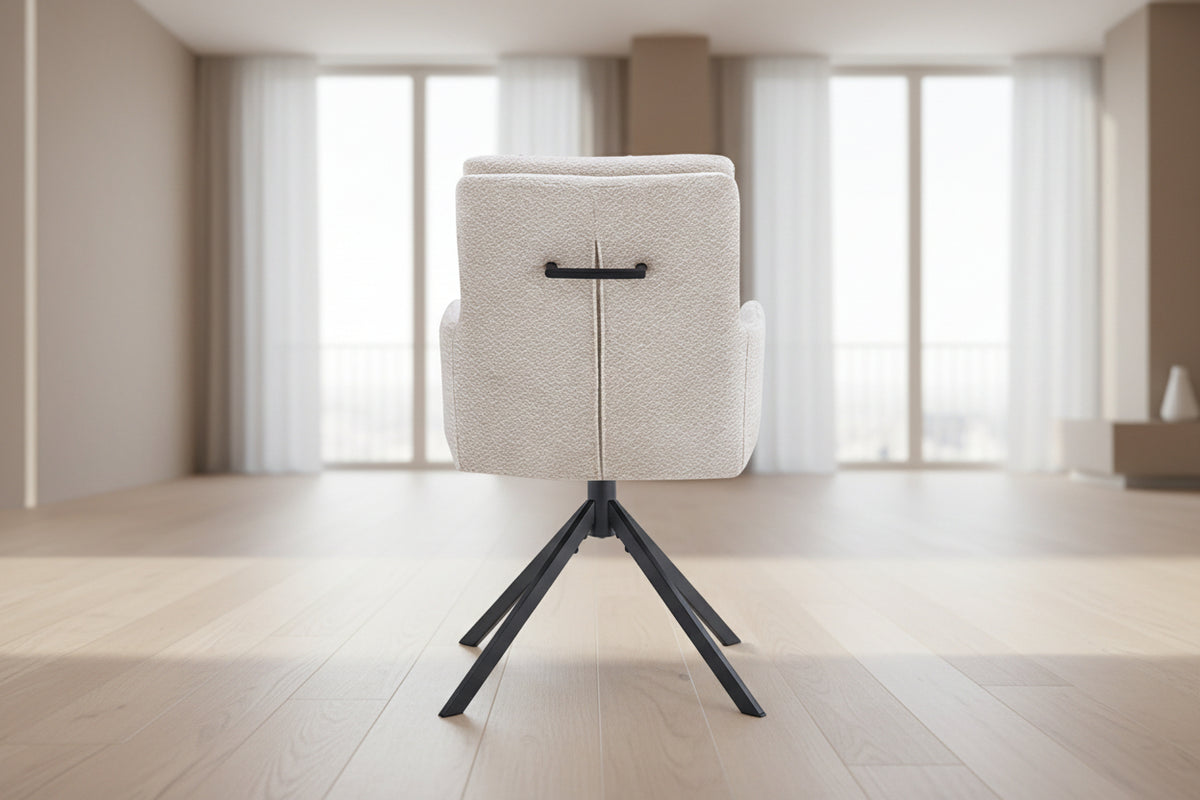 Chaise Tonella pivotante sans roulette blanc cassé - vue de profil