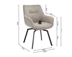 Chaise pivotante velours côtelé beige - Rousseau Furniture - Souffle d'Intérieur
