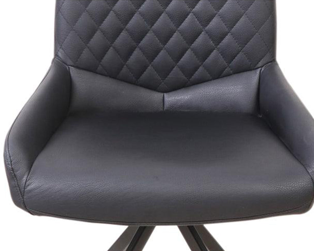 Lola, chaise en tissu effet cuir noir - SOUFFLE D’INTÉRIEUR