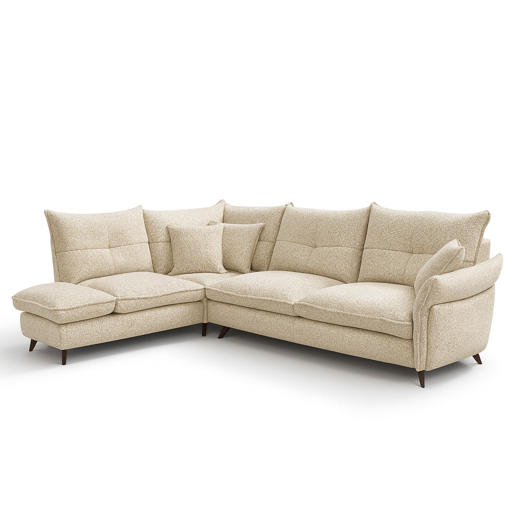 Canapé d'angle beige en tissu - Wildy