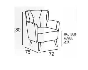 Fauteuil crapaud en tissu beige capiton noir et pieds bois - Souffle d'intérieur