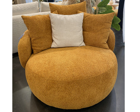 Fauteuil rond en tissu terracota - Souffle d'intérieur
