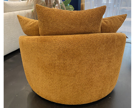 Fauteuil rond en tissu terracota - Souffle d'intérieur
