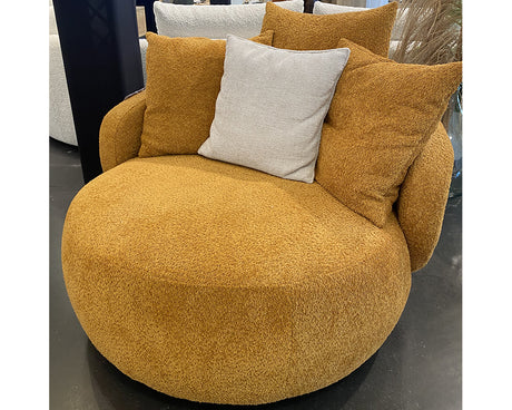 Fauteuil rond en tissu terracota - Souffle d'intérieur
