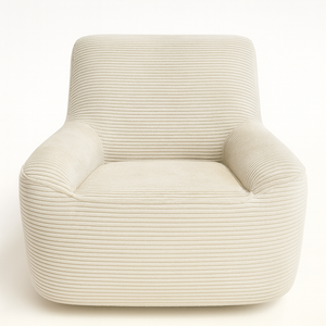 Fauteuil Marco - vue face - velours côtelé beige