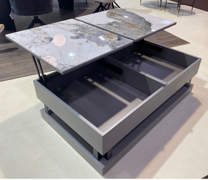 Torino table basse plateau relevable céramique effet marbre – vue en situation salon contemporain