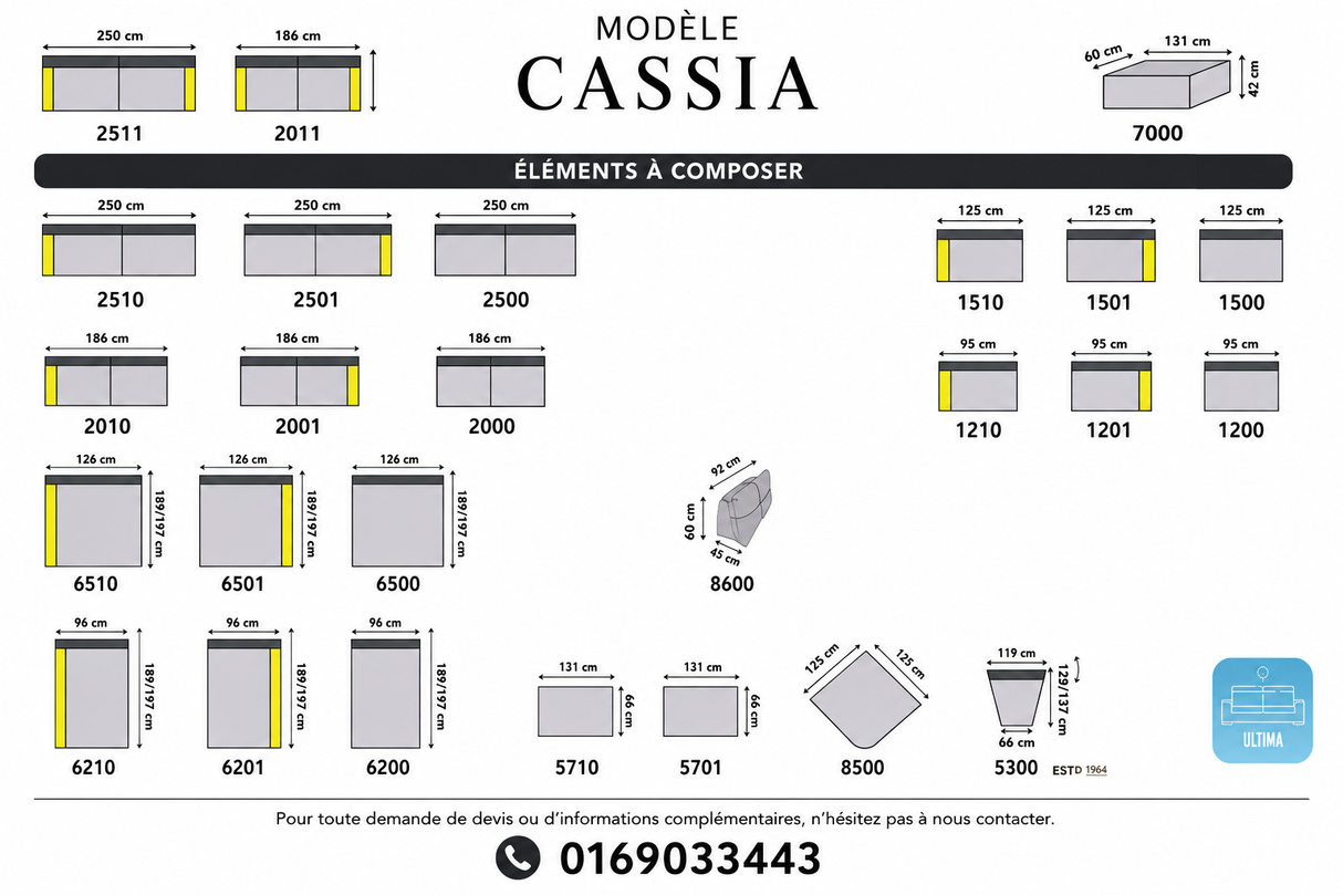 Corner sofa forwards and backwards 315x284cm - Cassy