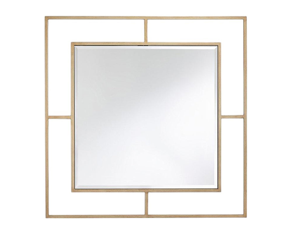 Miroir mural design moderne carré doré - Brayan-Souffle d'intérieur