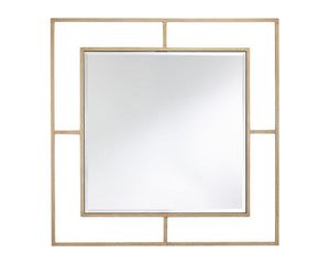 Miroir mural design moderne carré doré - Brayan-Souffle d'intérieur