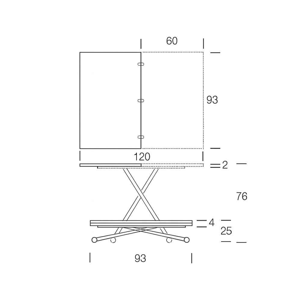 Extendable lifting table 93x60cm - Amelie