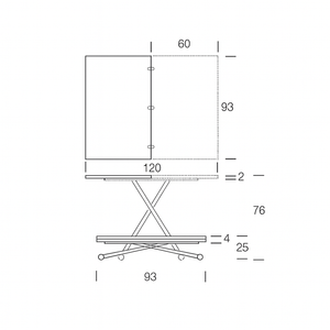 Extendable lifting table 93x60cm - Amelie