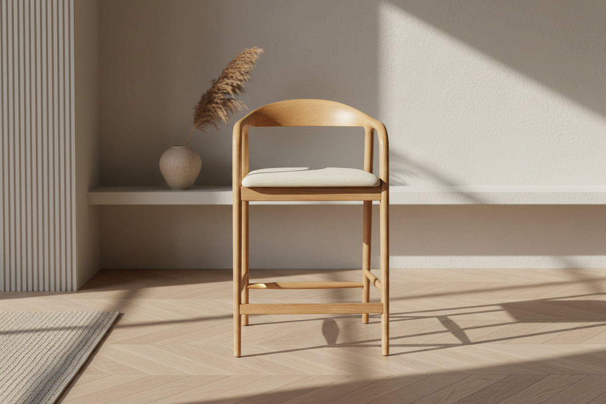 Chaise de comptoir en frêne massif - Clany