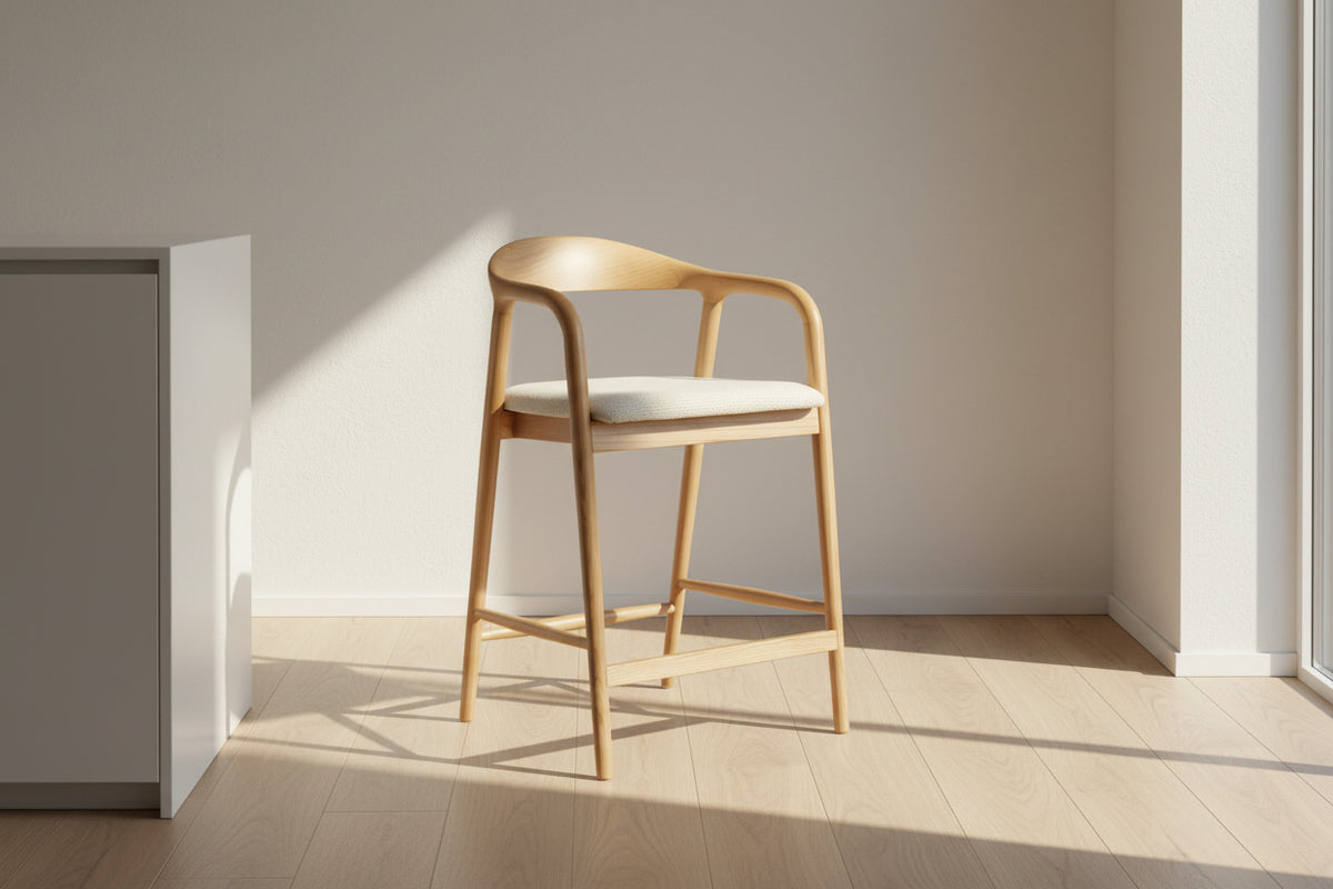 Chaise de comptoir en frêne massif - Clany