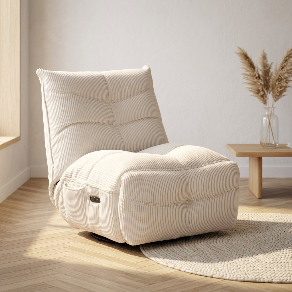 Fauteuil relax électrique pivotant Smoothie en velours côtelé – vue 1