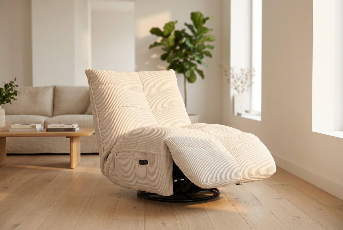 Fauteuil relax électrique pivotant Smoothie en velours côtelé – vue 2