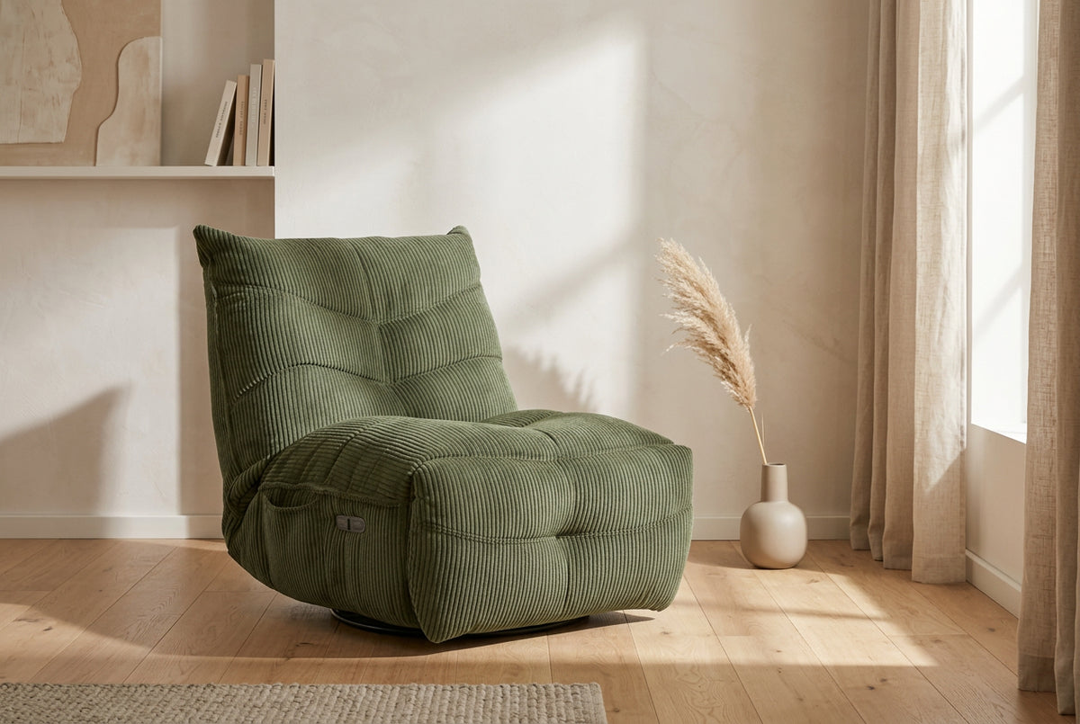 Fauteuil relax électrique pivotant Smoothie en velours côtelé – vue 4